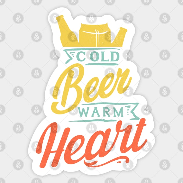 Cold Beer Warm Heart Sticker by MZeeDesigns